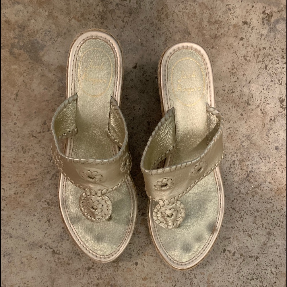 Jack Rogers gold heels